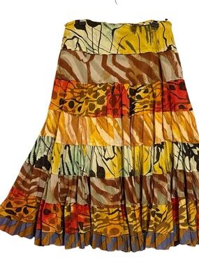 Multi-Color Tiered Maxi Skirt - Vibrant Abstract Print